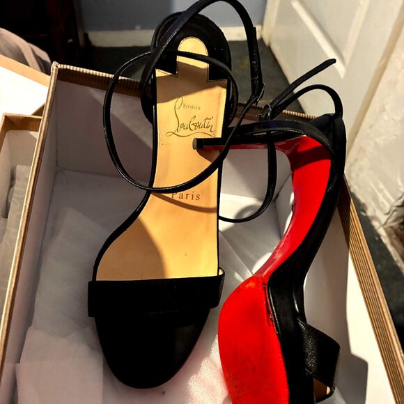 Christian Louboutin red bottom strappy heels. - Picture 1 of 5